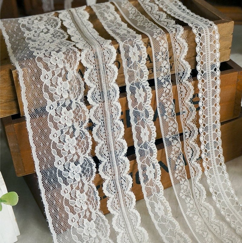 RayLineDoÂ® 30 Meters Assorted Vintage Style Lace Ribbon Trim Bridal Wedding Scalloped Edge Crochet Lace - Image 5